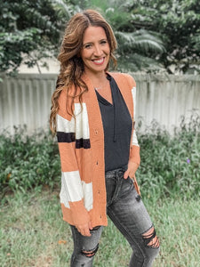 Black & Rust Striped Cardigan