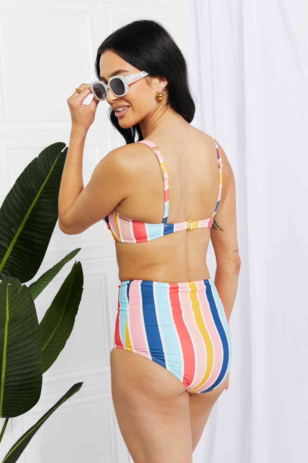 Take A Dip Striped High-Rise Bikini