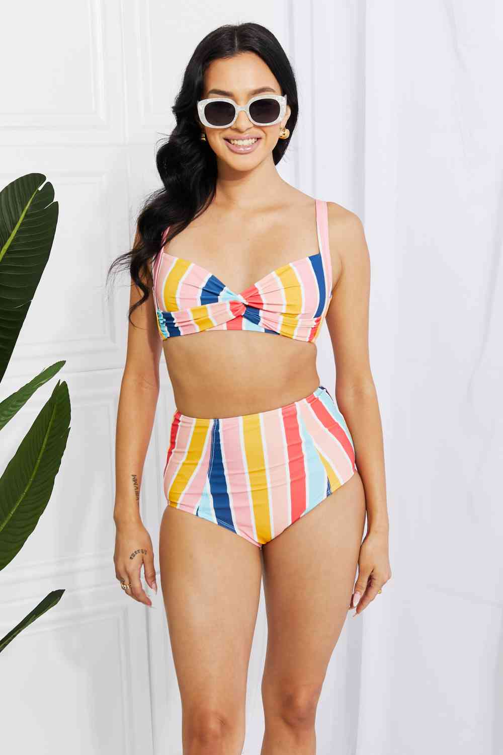 Take A Dip Striped High-Rise Bikini