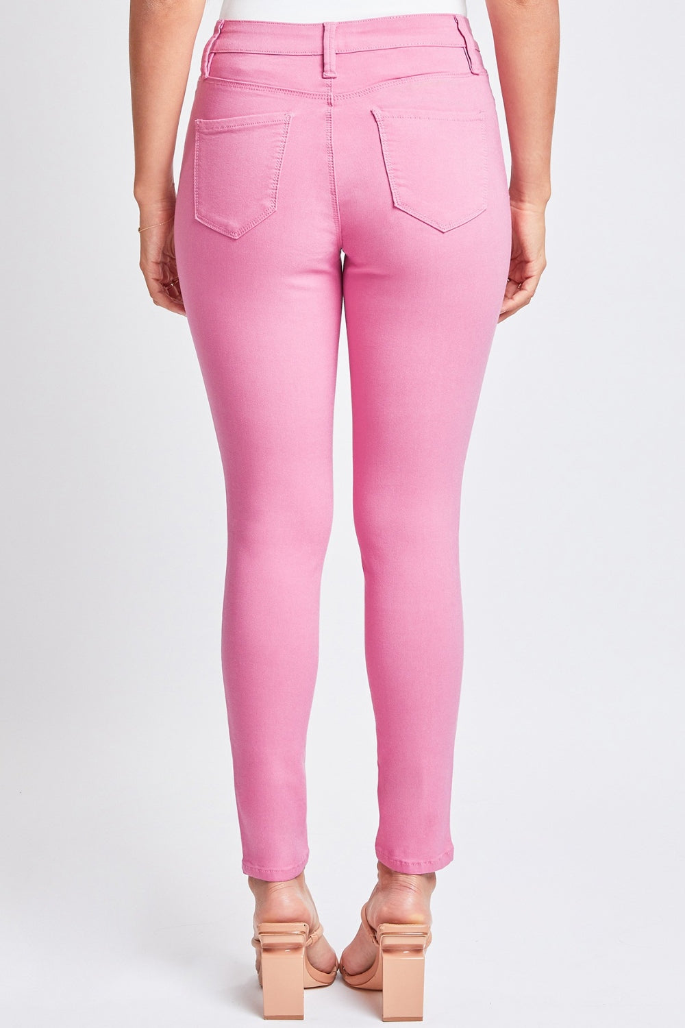 YMI Hyperstretch Mid-Rise Skinny Pants in Flamingo