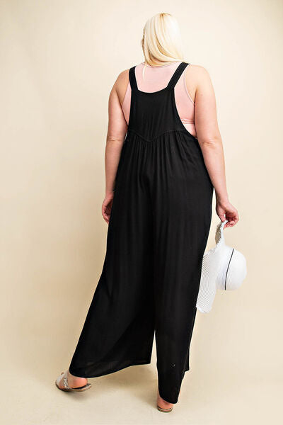 Kori America Black Wide Leg Overalls